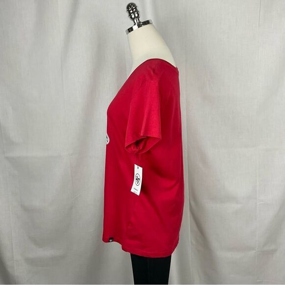 Atlanta Falcons Ladies T-Shirt Red V-Neck Tee 47’ Brand NFL Football Sz Lg New - Picture 2 of 5